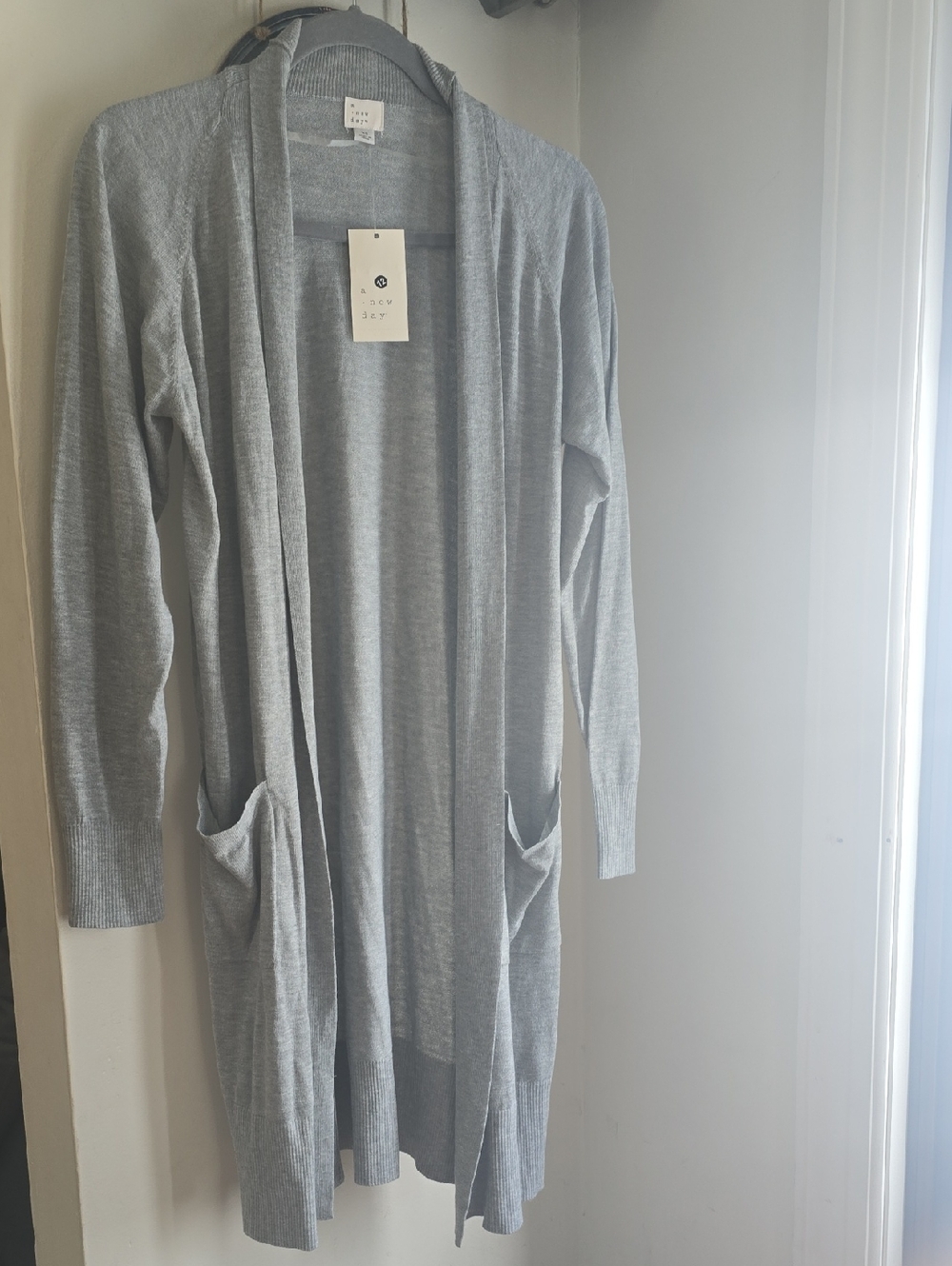 a new day Light Gray Open-Front Long Cardigan with Pockets